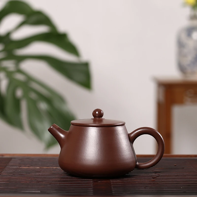潮州手拉壶紫泥黑金刚石瓢家用纯手工功夫工夫小茶壶潮州紫泥