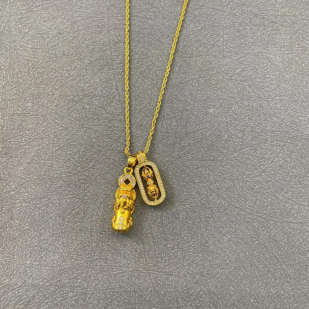 合金项链 【叶子服饰】时尚经典气质百搭精致金色吊坠项链小众轻奢