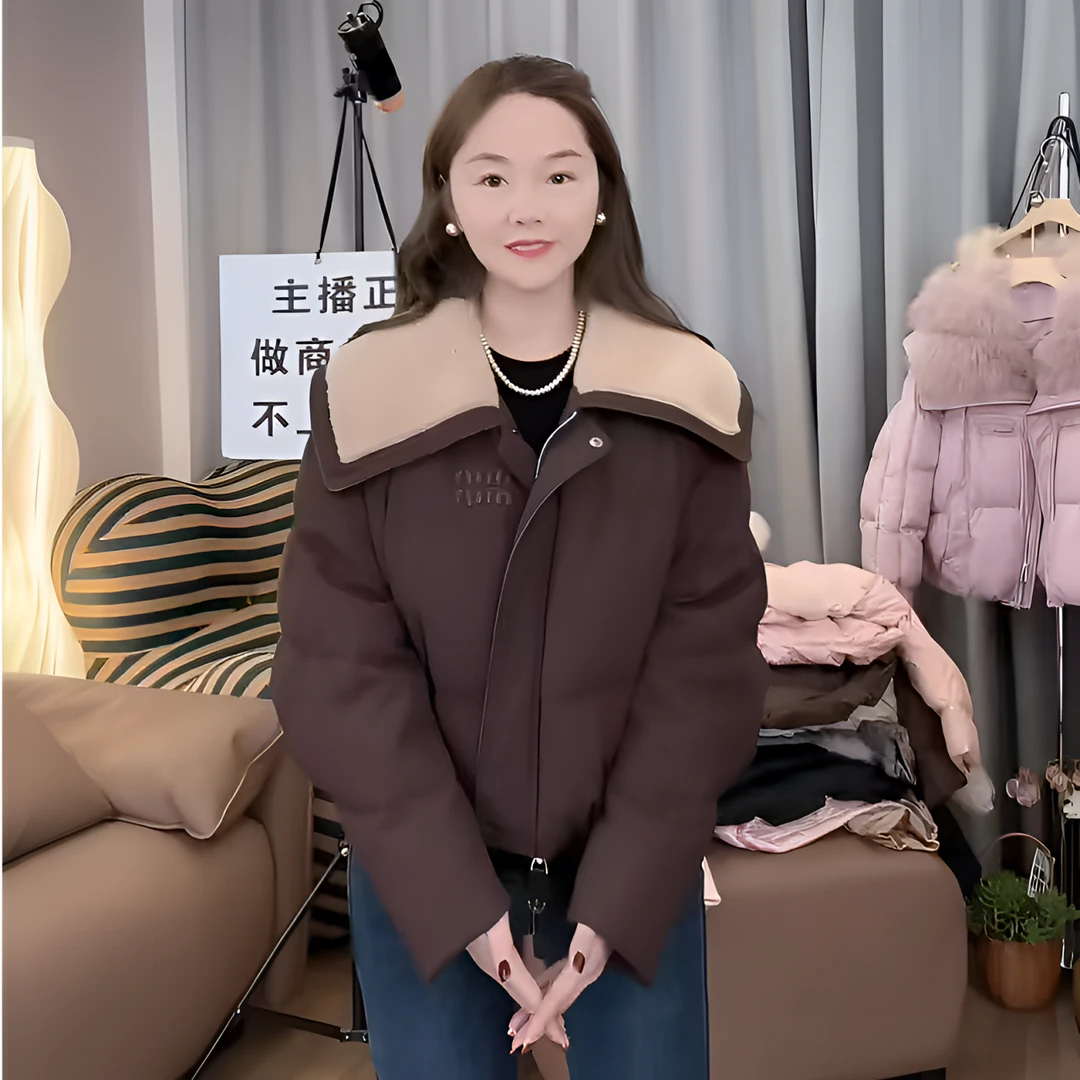 【叶子服饰】冬季新款时尚气质战袍90%白鹅绒大翻领鹅绒服外套9970