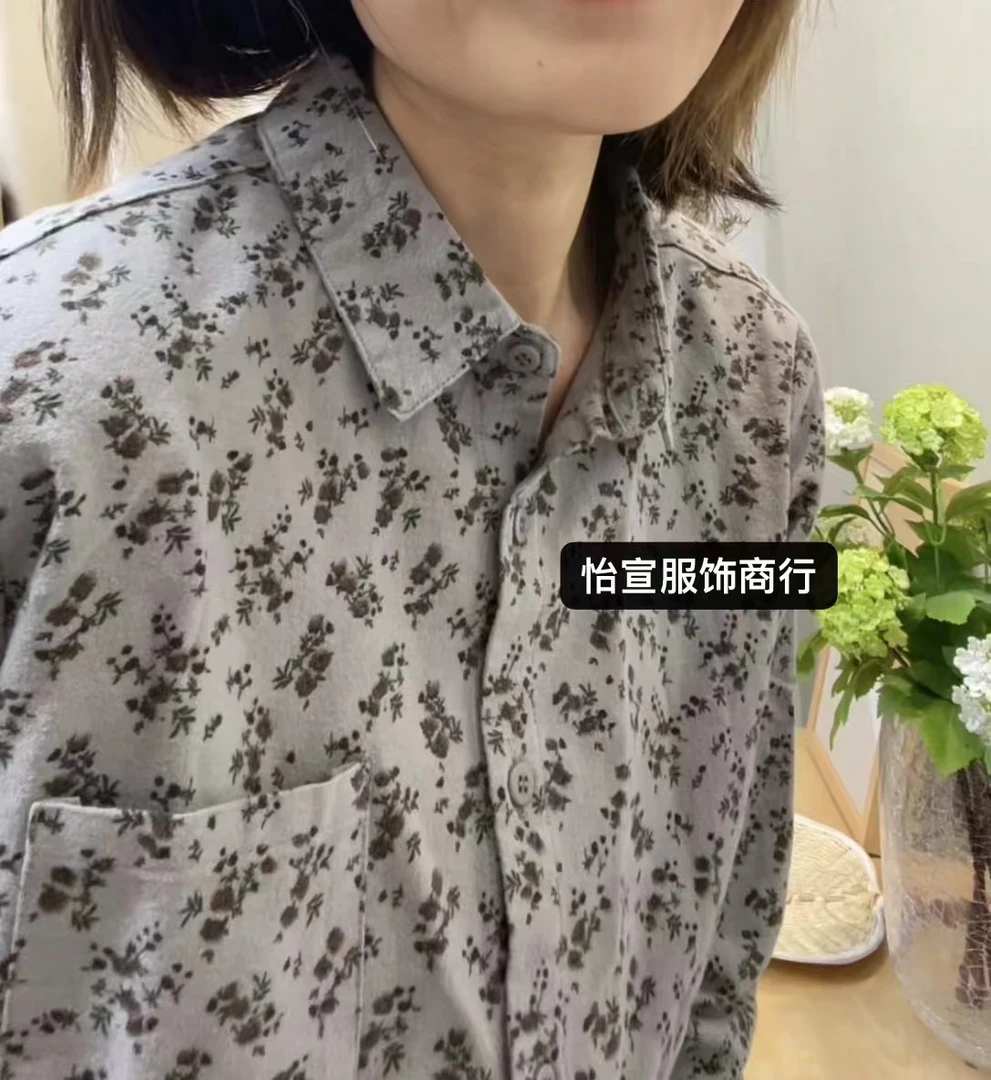 怡宣桂语  纯棉磨毛碎花衬衣女