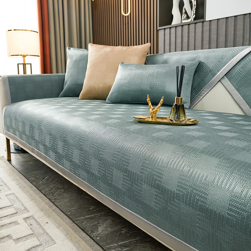 （知夏）轻奢风冰丝沙发垫夏季夏天款凉席垫简约现代防滑沙发套罩