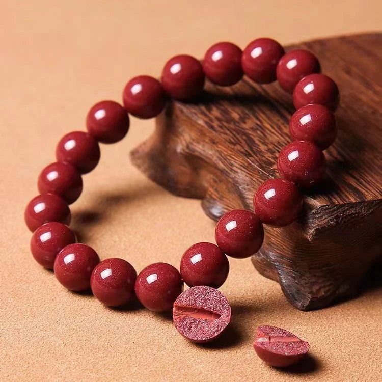 天然朱砂 保真朱砂紫金砂（0素圈）手串（9颗）支持检测