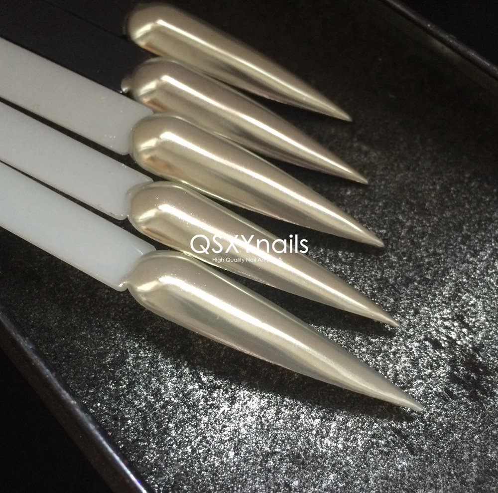 高级轻香槟色  丝绸感浅金色 美甲魔镜粉金属质感镜面欧美风闪粉