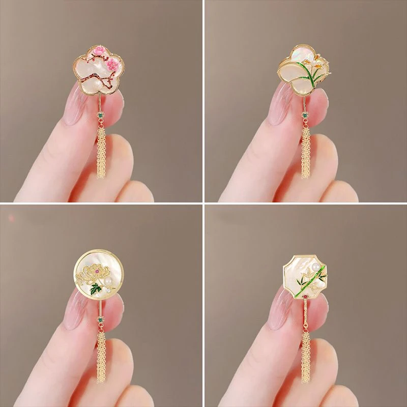 合金胸针 中国风君子兰花胸针女复古风流苏旗袍胸花西装别针配饰