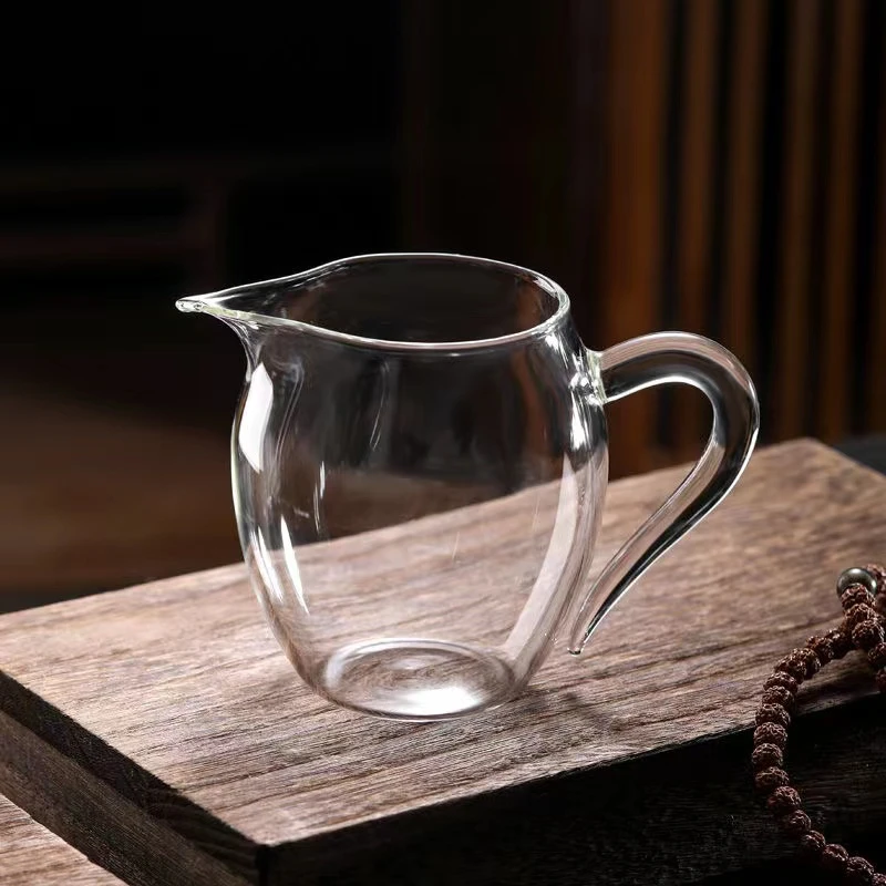 耐热高硼硅玻璃公道杯 功夫茶具分茶器彩把长嘴公杯杯茶海玻璃杯