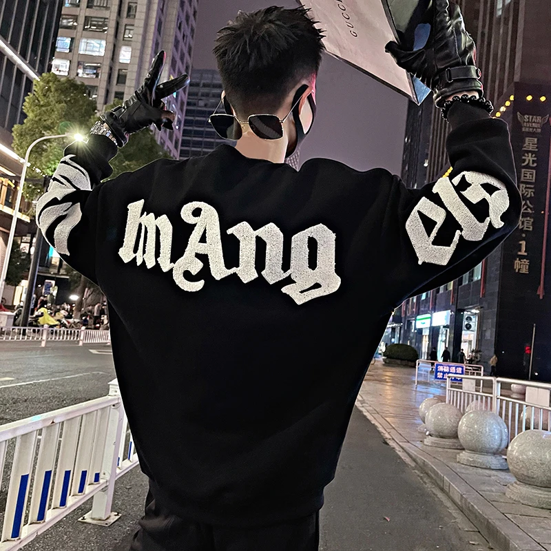 男士卫衣春秋季2025新款高级感刺绣潮牌长袖打底痞帅网红男装外套