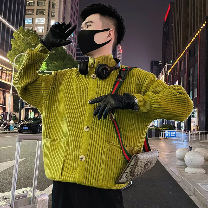 男士毛衣开衫外套秋冬季2023新款爆款美拉德高级感痞帅立领针织衫