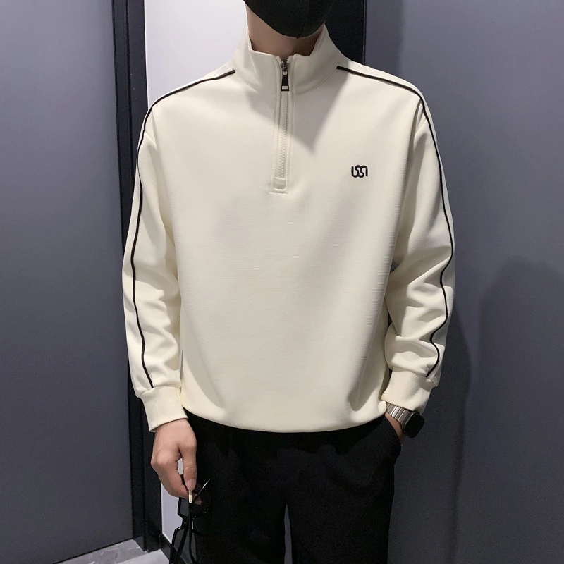 半拉链立领男士卫衣秋季2025新款爆款百搭拼色长袖打底衫男装外套