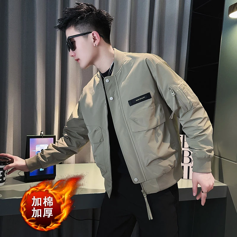 棒球领男士外套秋冬季2025新款爆款潮牌男装外衣加棉加厚休闲夹克