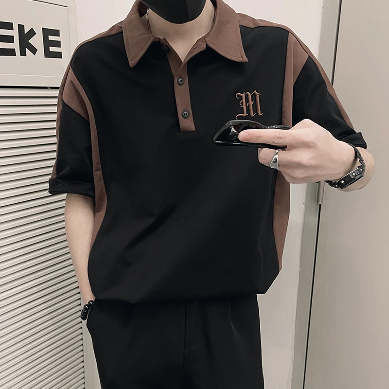 短袖polo衫男士夏季2025新款爆款潮牌拼色翻领半袖t恤体恤上衣服