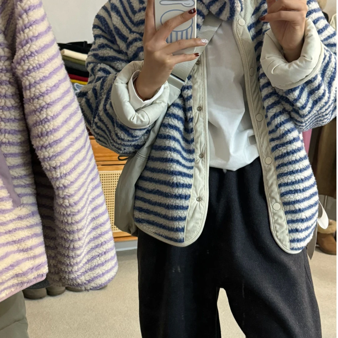 韩系百搭戴围巾两面穿棉服