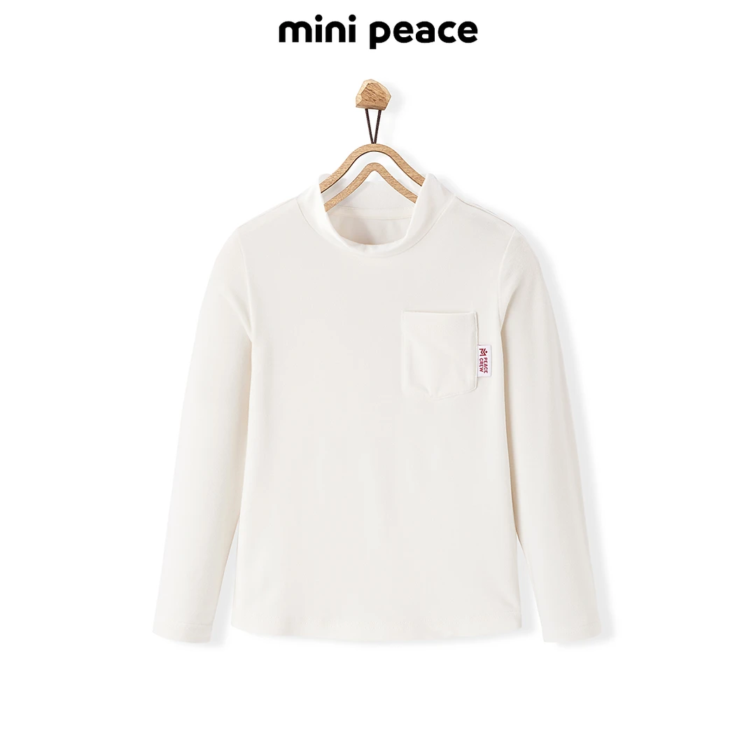 MINIPEACE太平鸟童装男童纯色长袖T恤打底衫纯白内搭新款