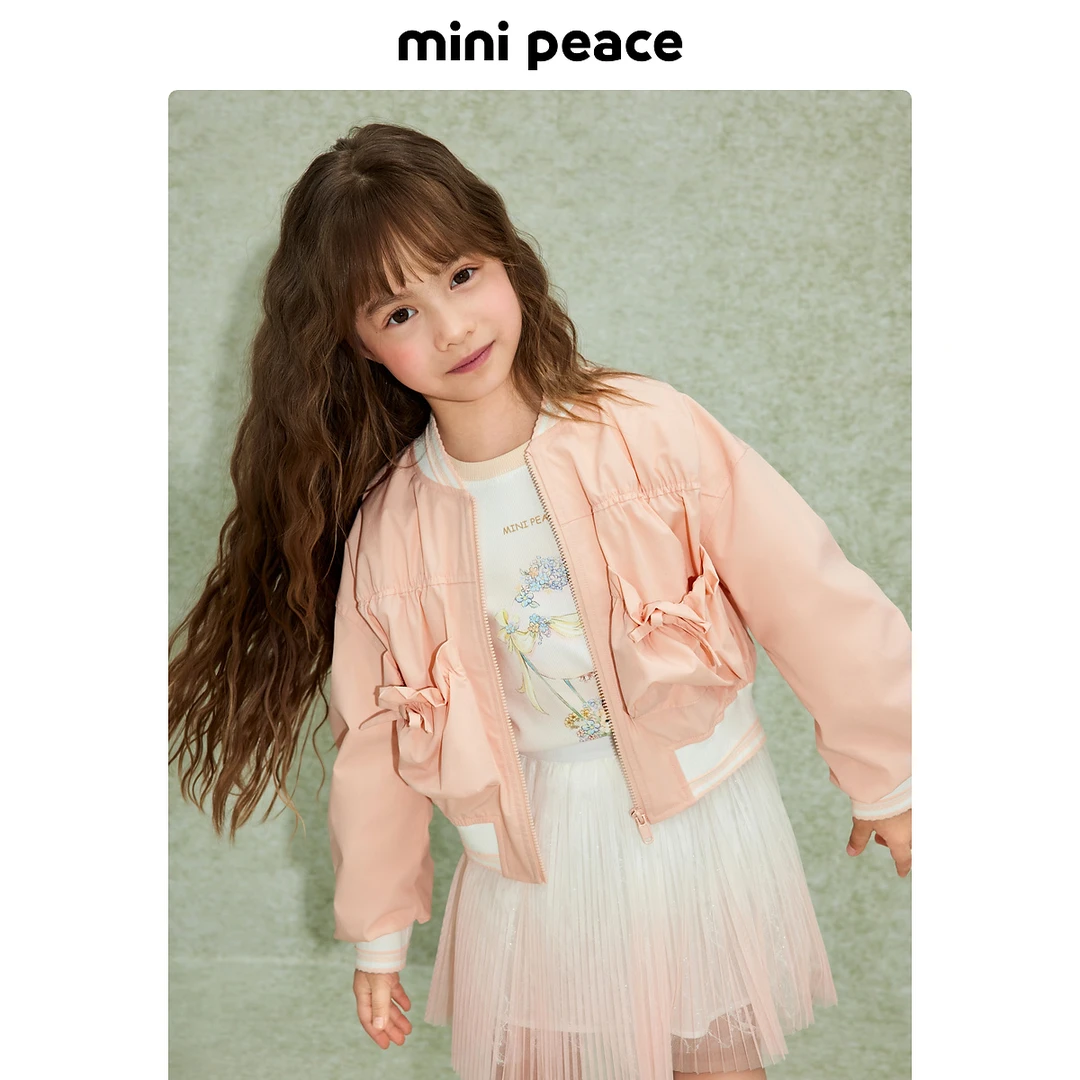 【专柜同款】MINIPEACE太平鸟童装女童短款梭织夹克儿童外套秋装