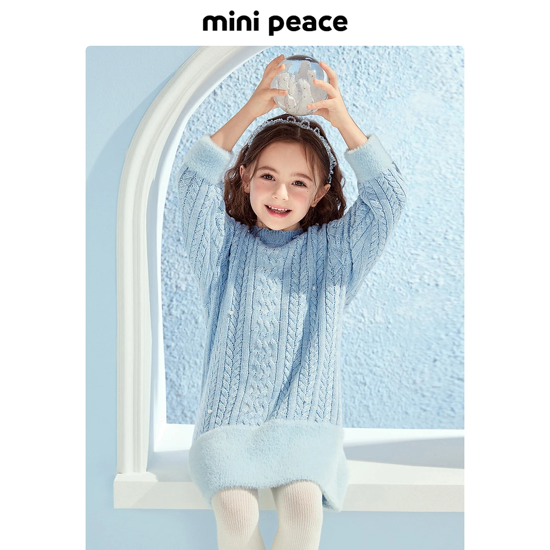 【时尚系列】MINIPEACE太平鸟童装女童裙子冬季款珍珠连衣裙