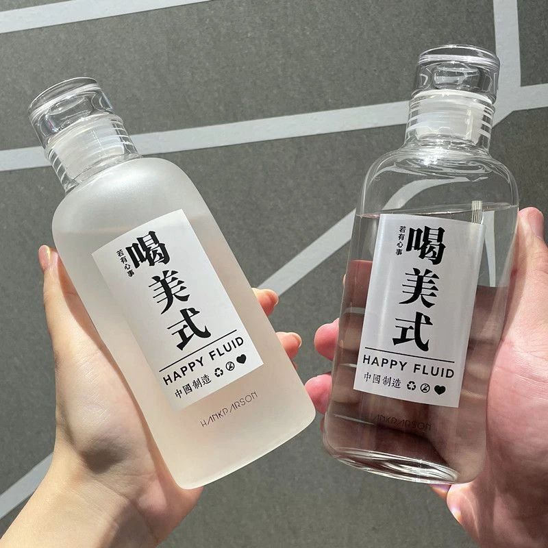 【庄子然】新款耐热简约玻璃水杯子女男学生ins高颜值密封带盖