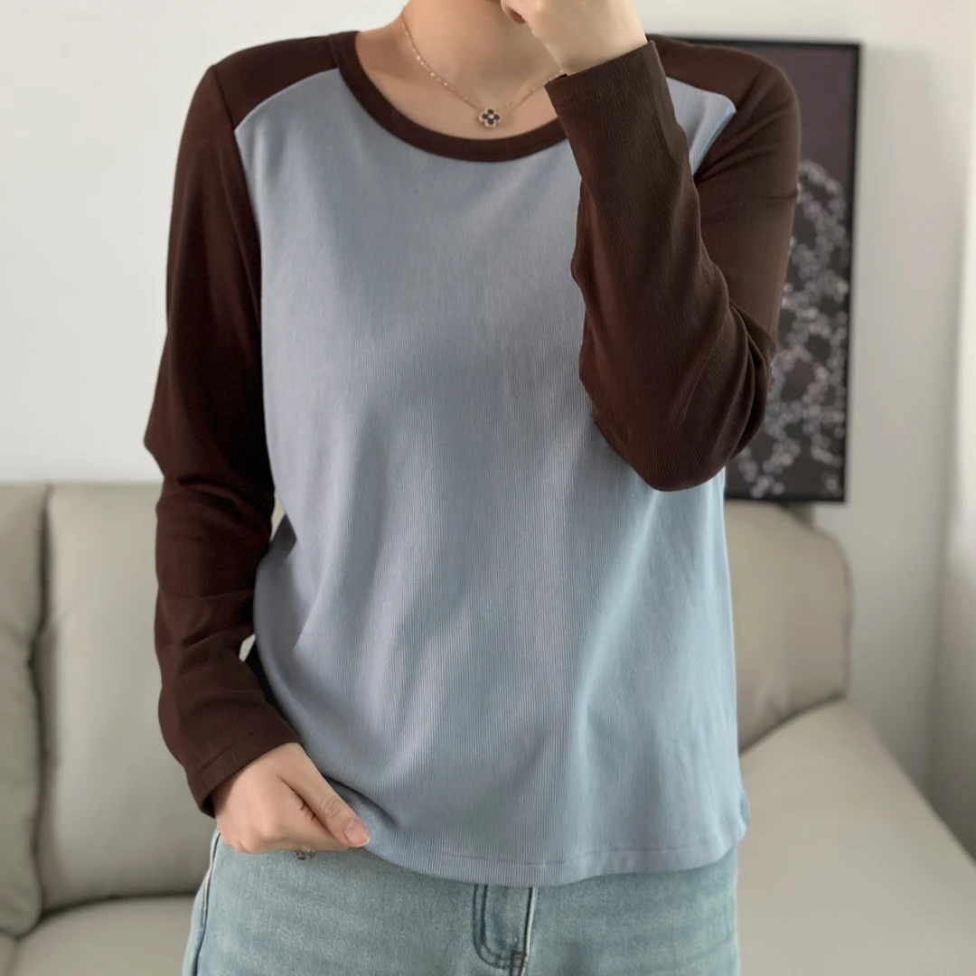 【NANA】直角肩显瘦插肩袖打底衫圆领正肩薄绒上衣女大弹力A0523