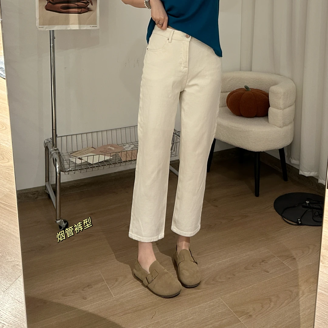 【NANA】四面弹显瘦直筒裤春秋高腰百搭九分牛仔裤小直筒窄版A0652