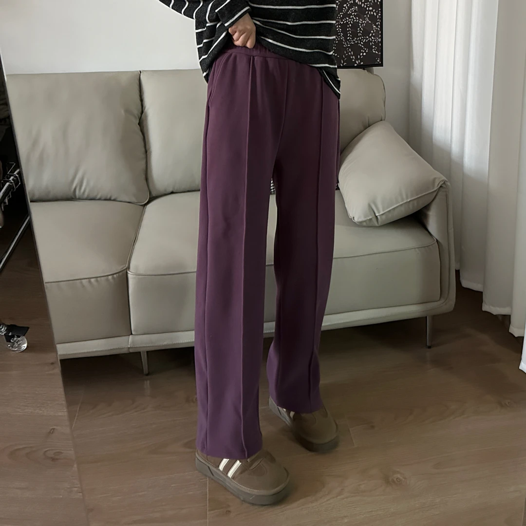 【NANA】秋冬加绒窄版阔腿裤女垂感直筒裤高腰显瘦百搭神裤A0540