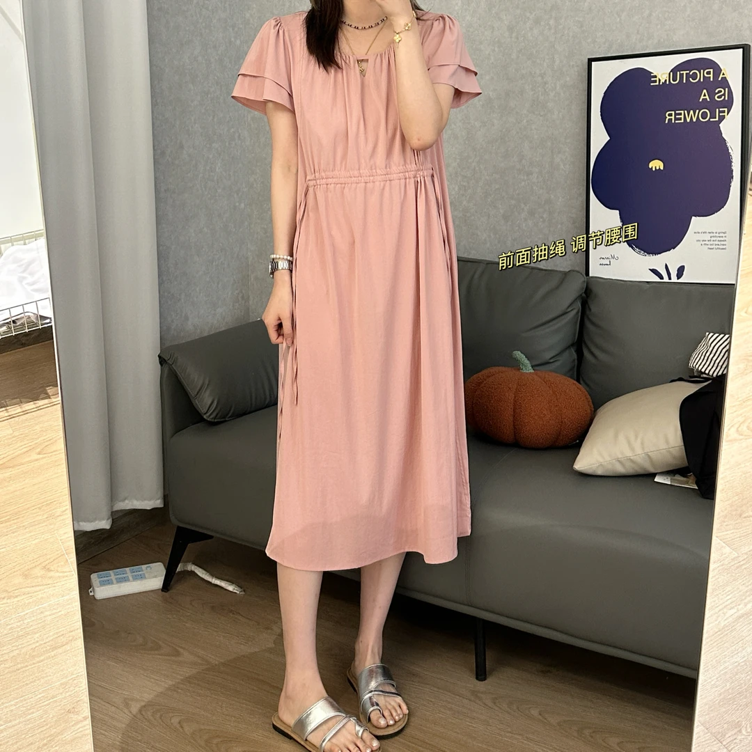 NANA~宾利丝夏款小飞袖连衣裙温柔甜美设计感中长裙A0752【美亚恩】