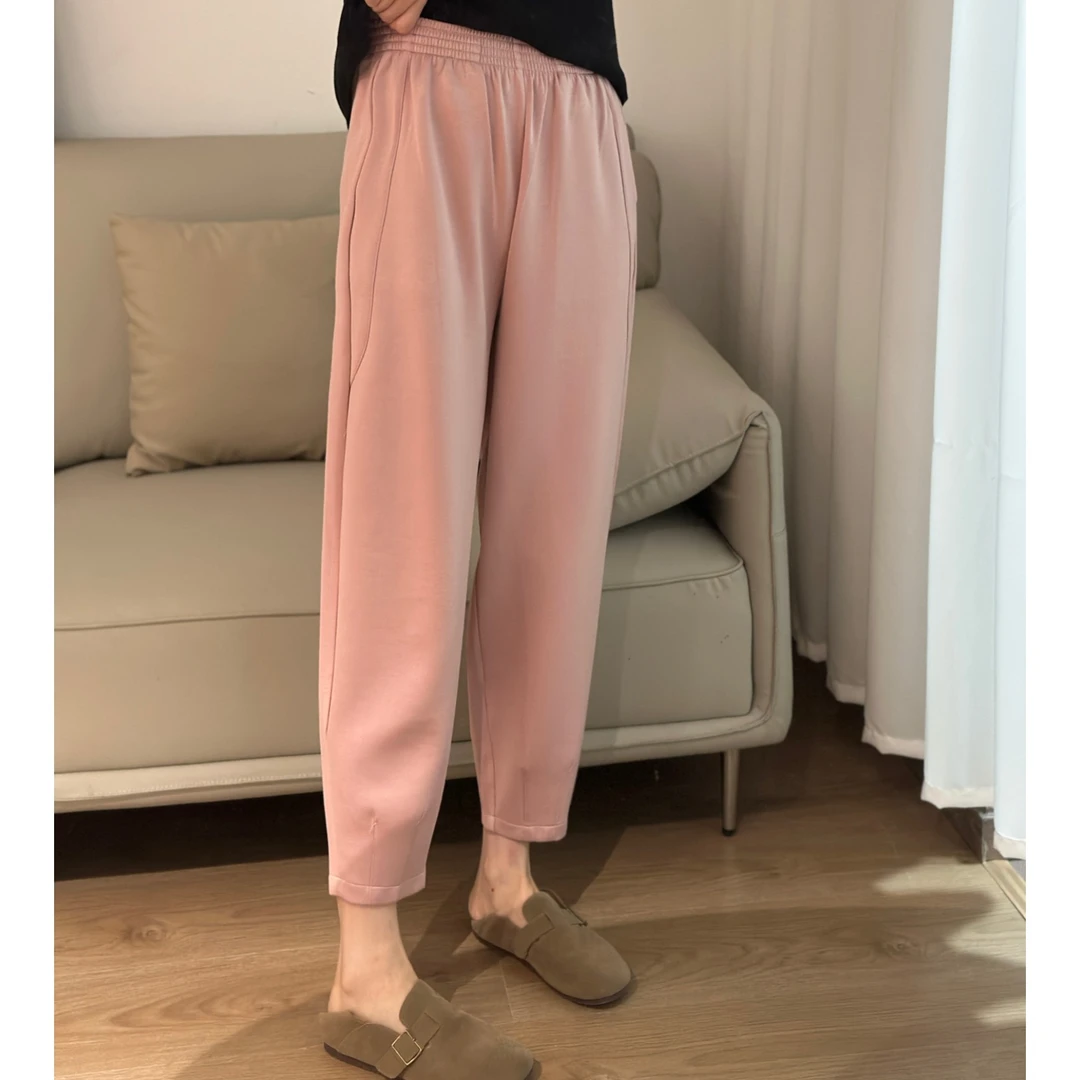 NANA遮肉显瘦高腰纯色休闲萝卜奶奶裤溜溜裤百搭女A0398【美亚恩】