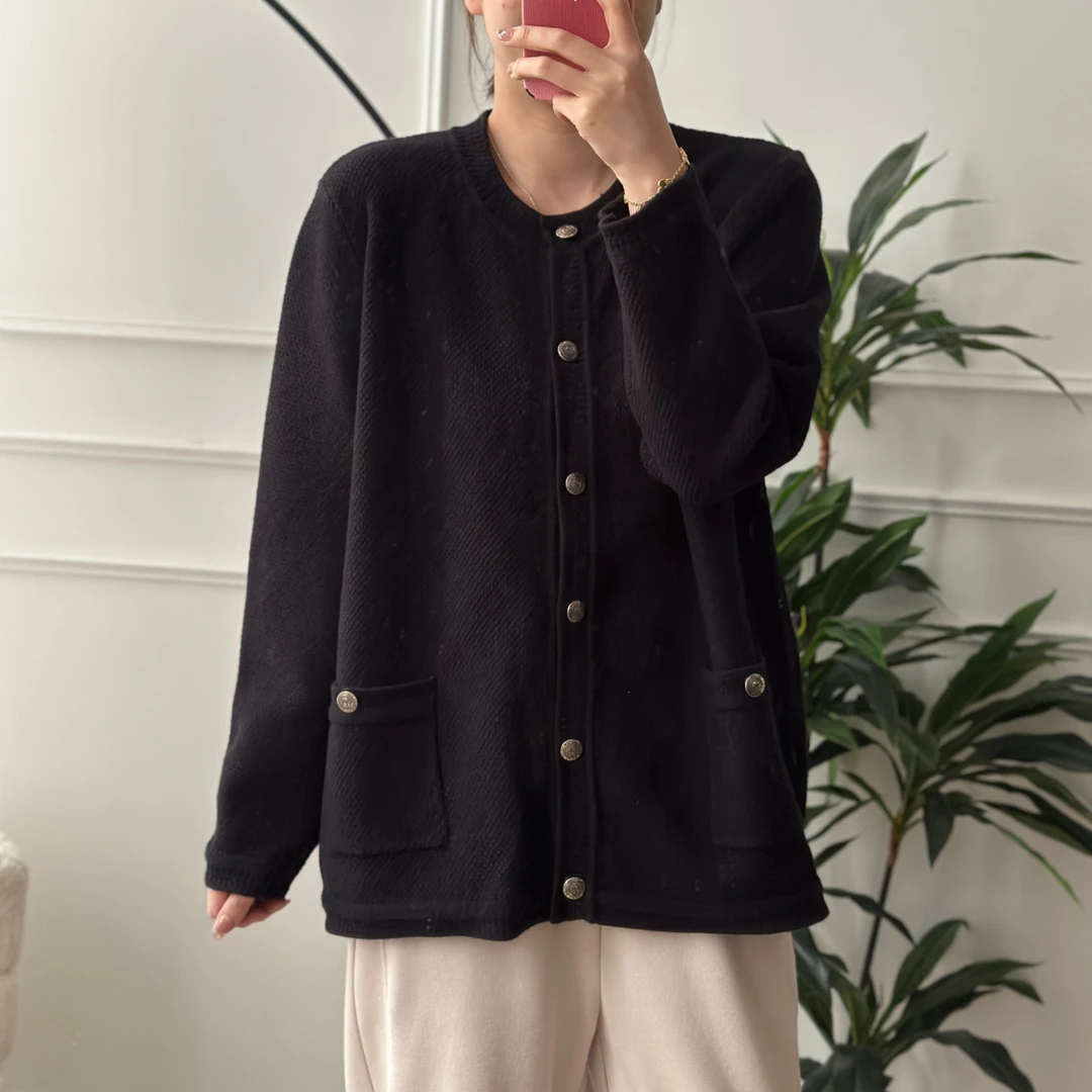 美亚恩NANA 新款菠萝纹紫色！毛衣针织开衫外套百搭宽松A0987