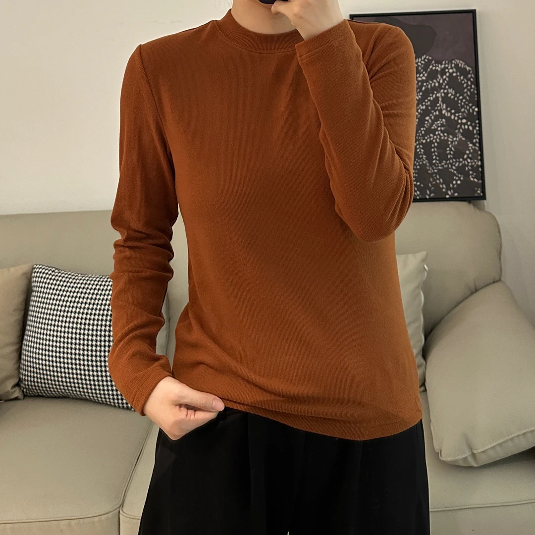 【NANA】秋冬保暖磨毛打底衫 慕斯绒小立领修身显瘦打底弹力A0477