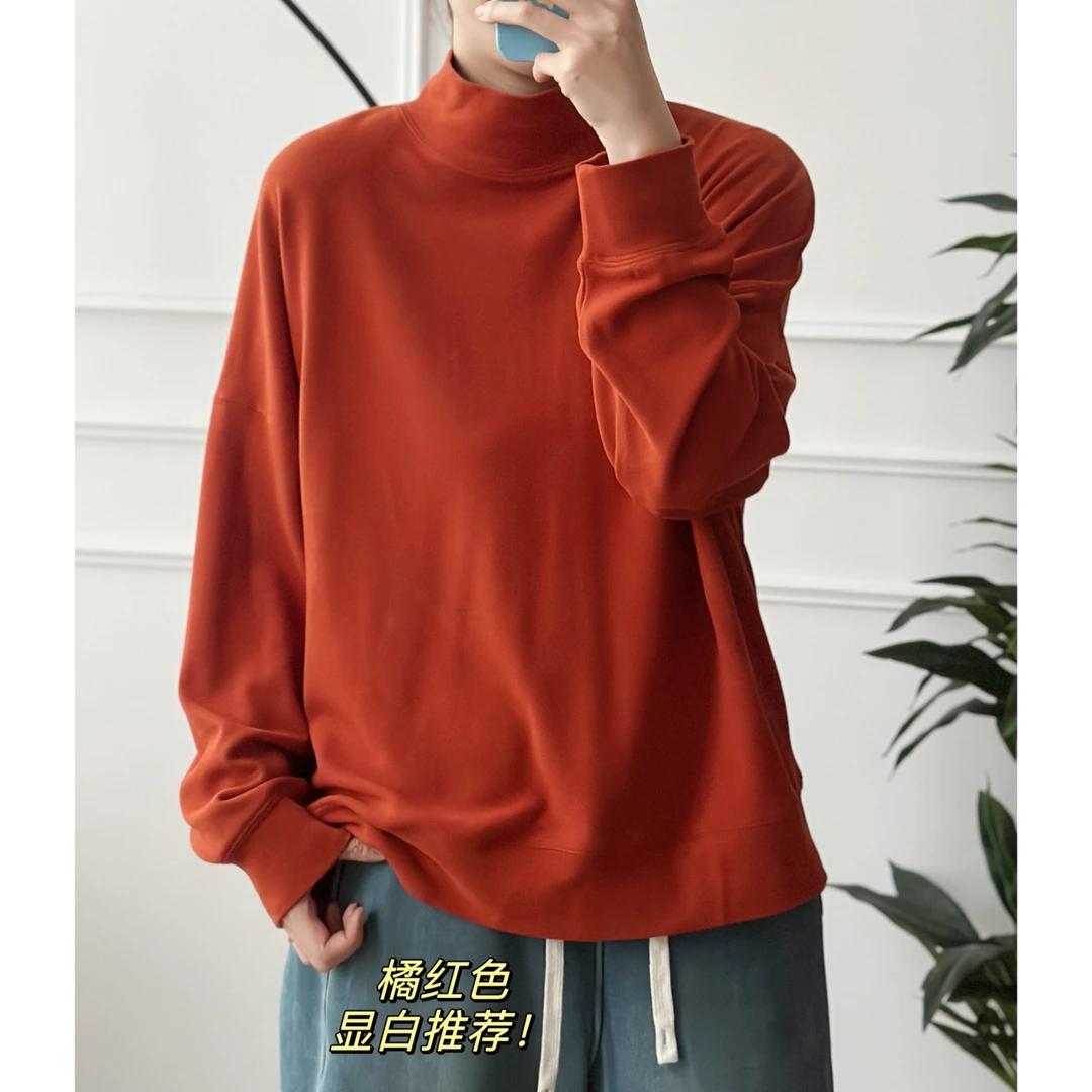 美亚恩NANA【三色德绒】秋冬复古高领打底衫纯色长袖套头上衣A0969