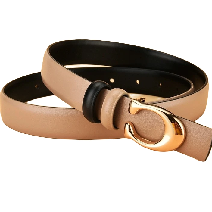 真皮皮带懒人腰带百搭款双面可用牛皮皮带女士真皮裤带平滑成人腰