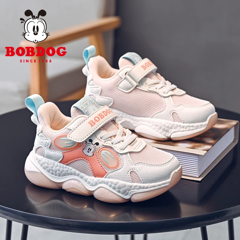 巴布豆官方女童运动鞋子2025春软底新网面透气防滑儿童女孩跑步鞋