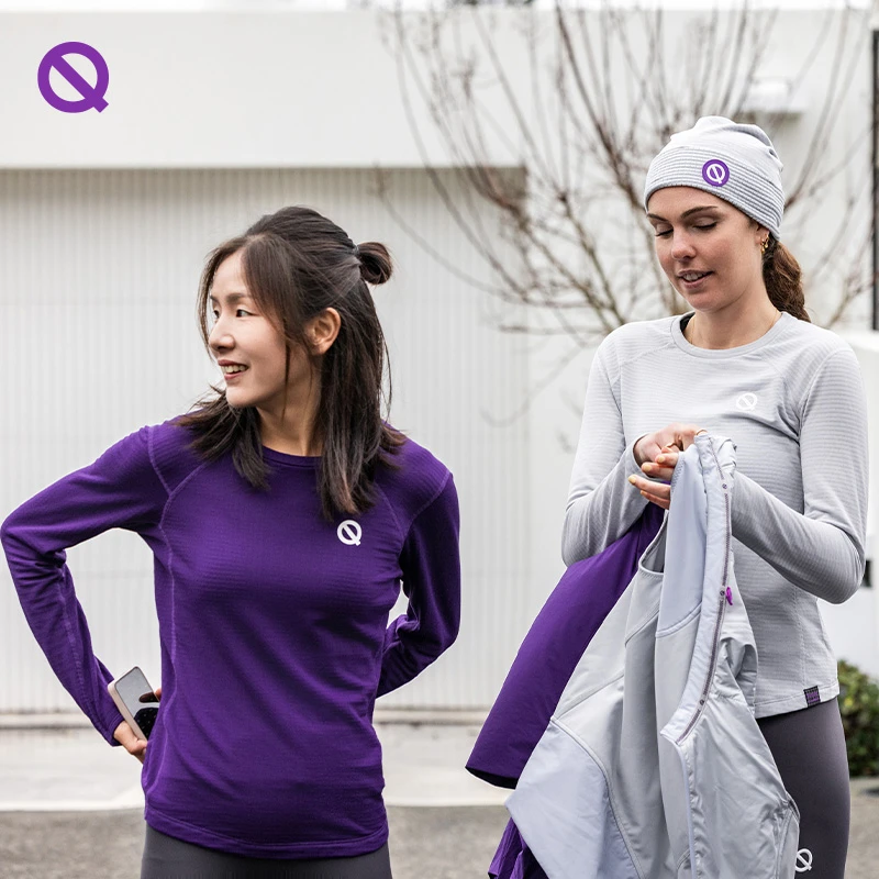 轻功女款热力方格圆领跑步长袖透气排汗T恤长袖秋冬季新品