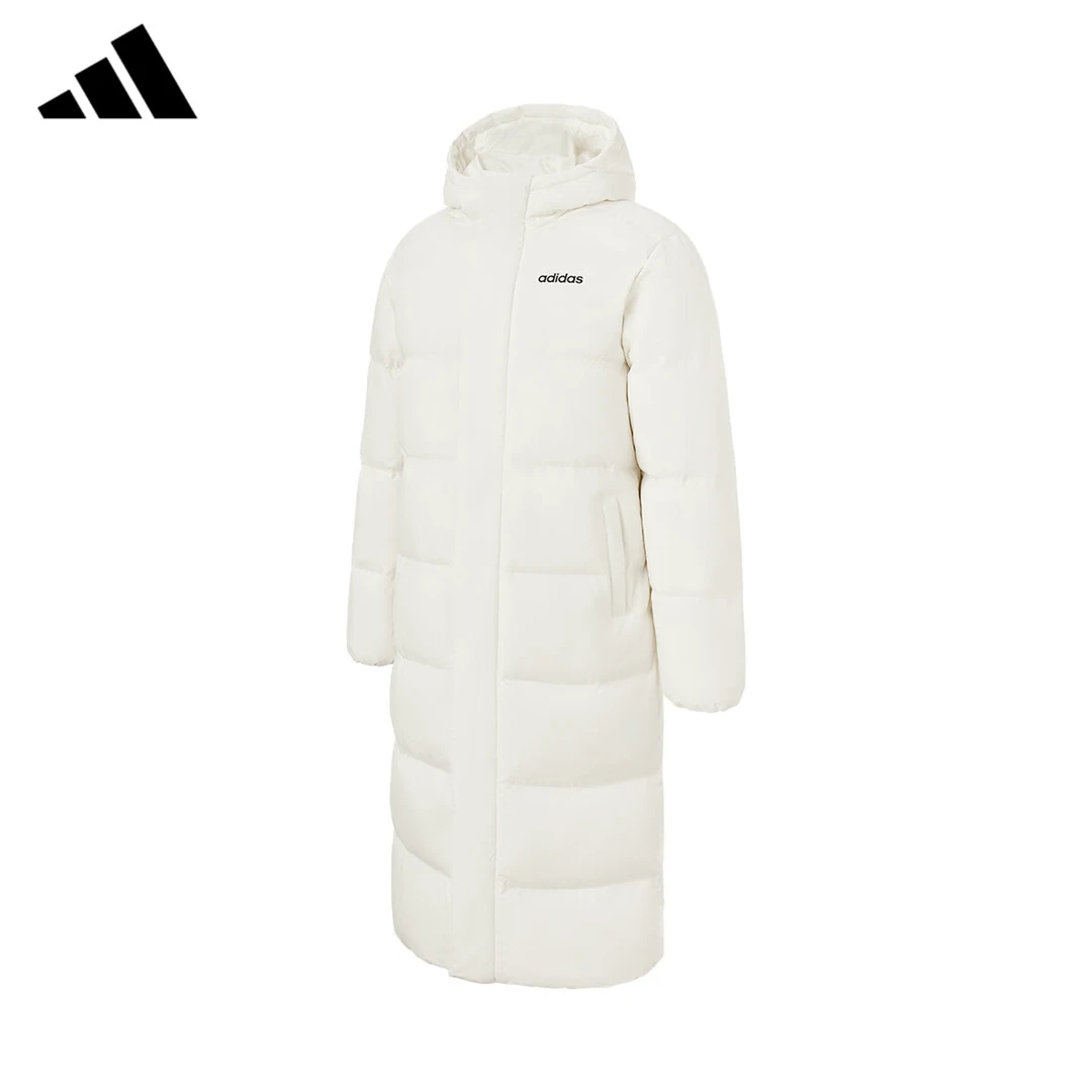 阿迪达斯长款羽绒服男女24秋季新款连帽运动服加厚保暖外套JW1689
