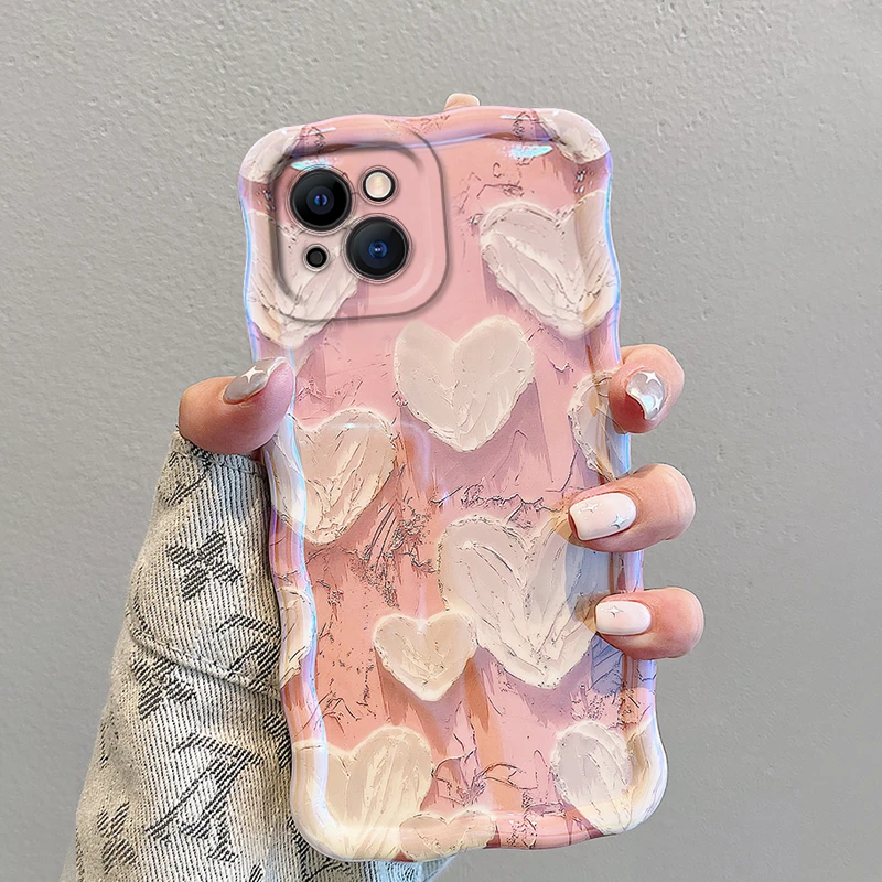 苹果13/14Pro手机壳iPhone12油画爱心11软壳13ProMax防摔14Plus新