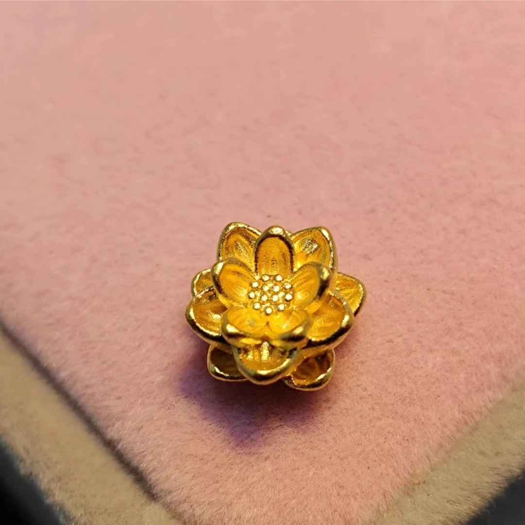 江凤珠宝足金999莲花转运珠女款气质精美真金莲花转运珠