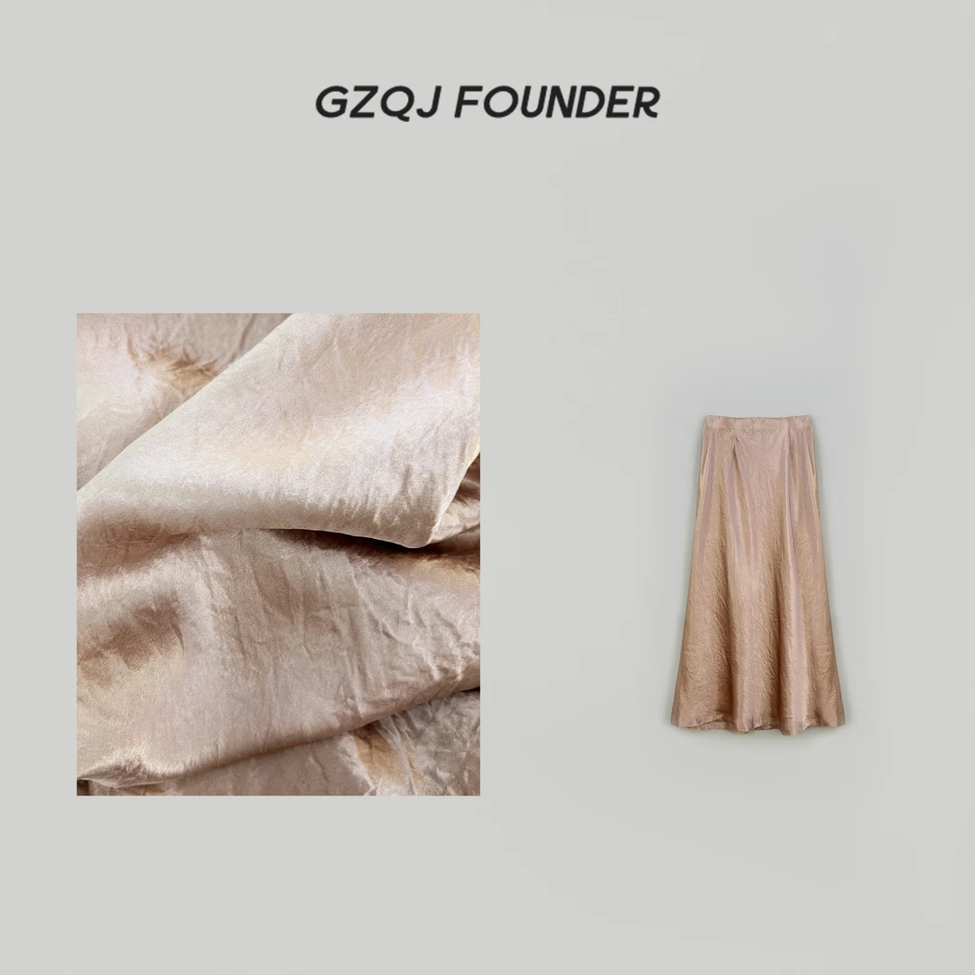 老琴私服【流光溢彩】100醋酸气质显瘦高腰中长款半身裙夏35116