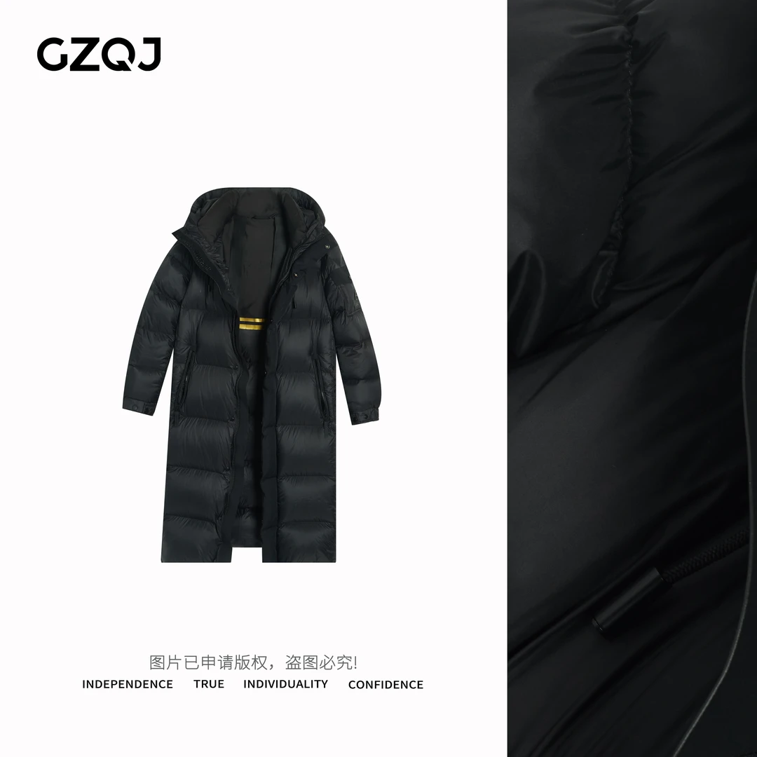 老琴私服【长款黑金】冬款时尚连帽中长款保暖冬季羽绒服外套11183