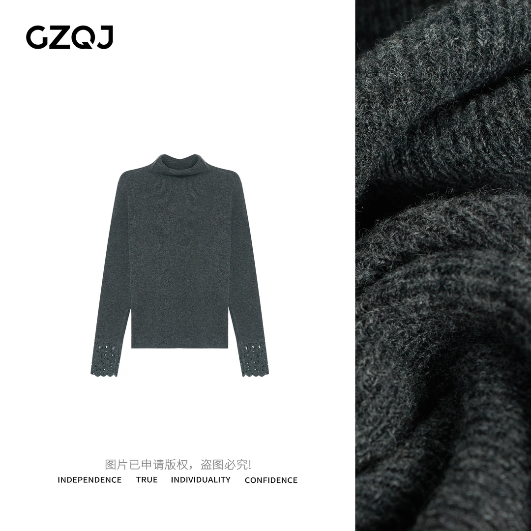 老琴私服【环游日记】高领重工设计感针织衫百搭打底上衣女73539