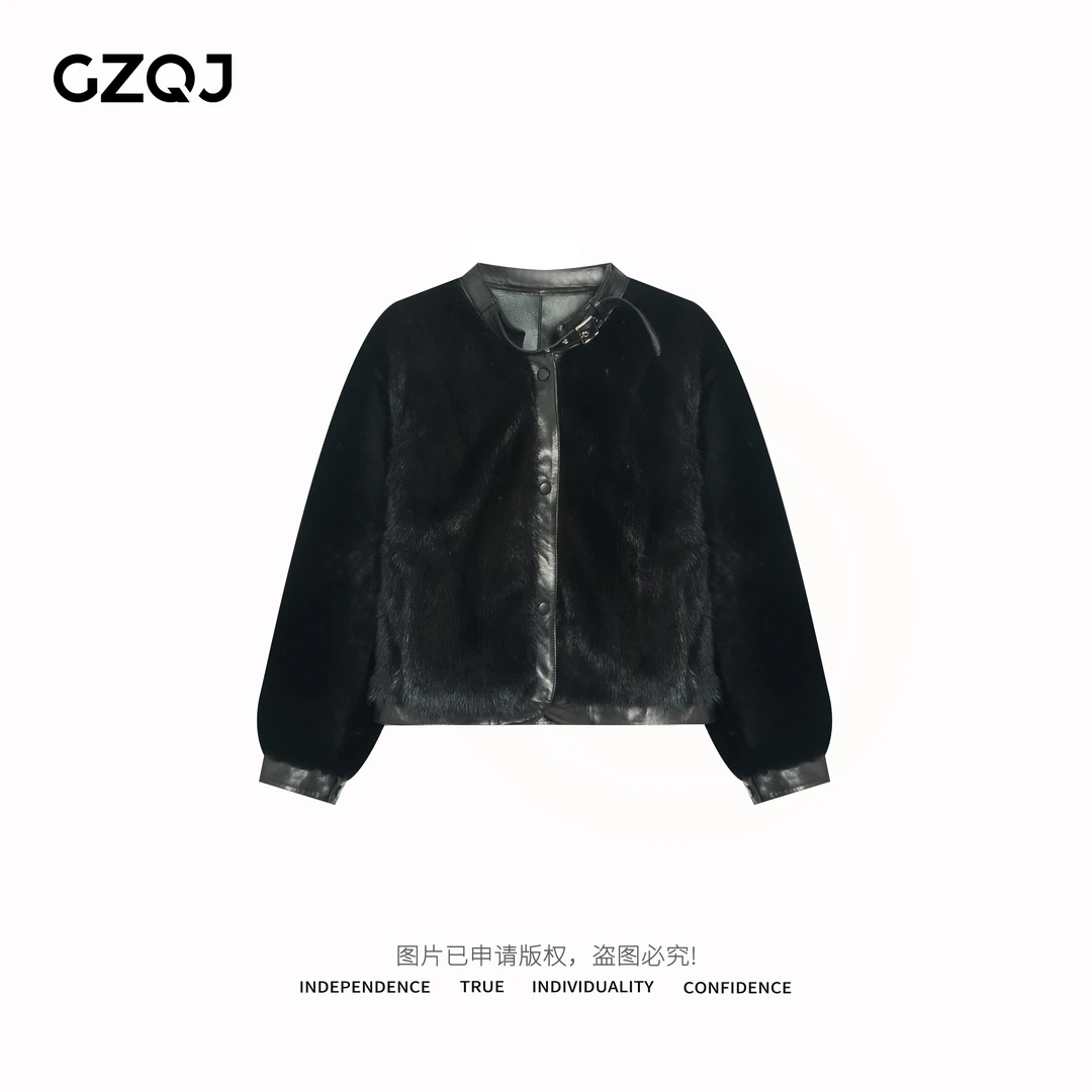 老琴私服【赫本风情】 设计感气质皮毛一体拼水貂毛毛外套女冬758