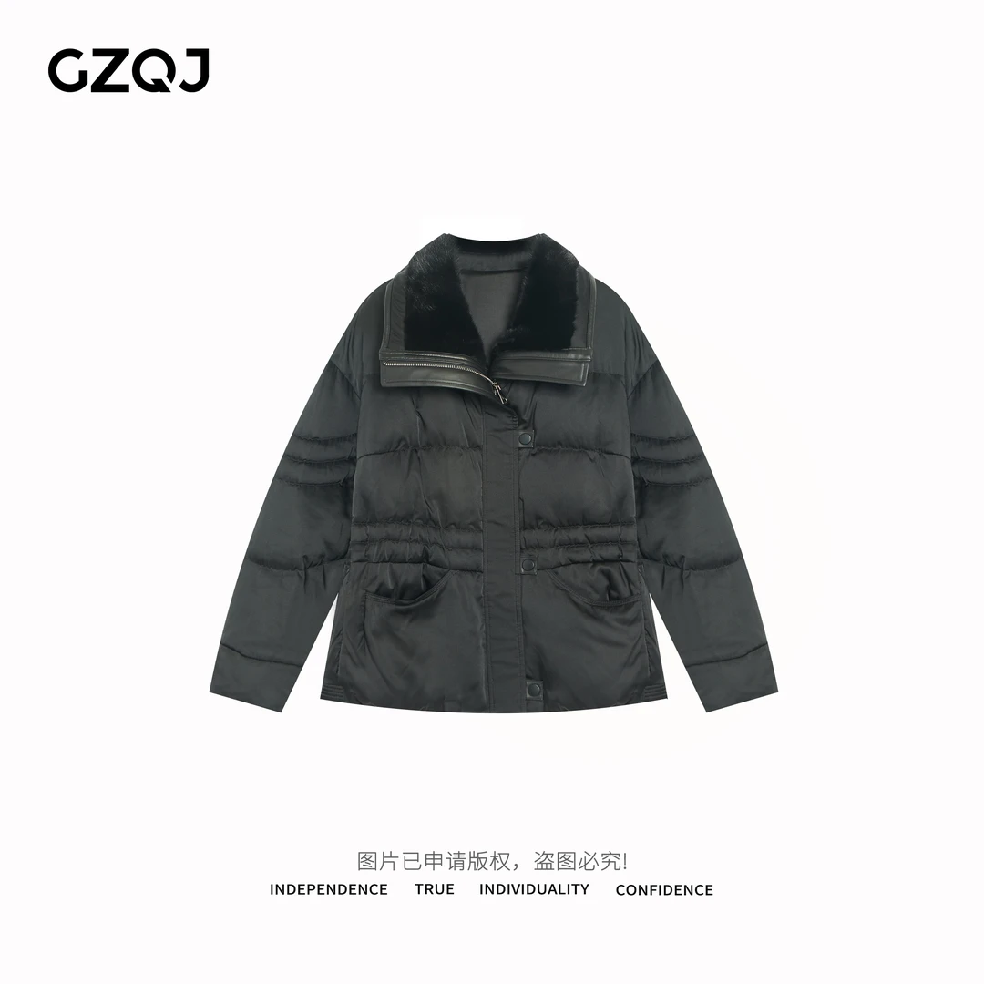 老琴私服【企鹅岛】 潮流时尚大翻领拼接保暖白鹅绒羽绒服外套2008