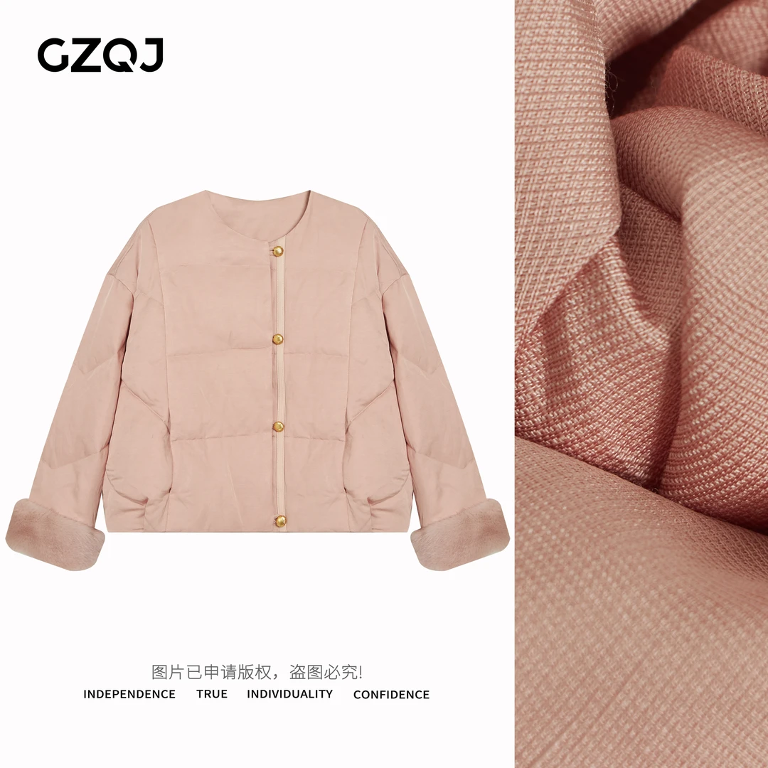 老琴私服【风落亭】高端国风袖口拼水貂毛保暖鹅绒羽绒服外套女0674