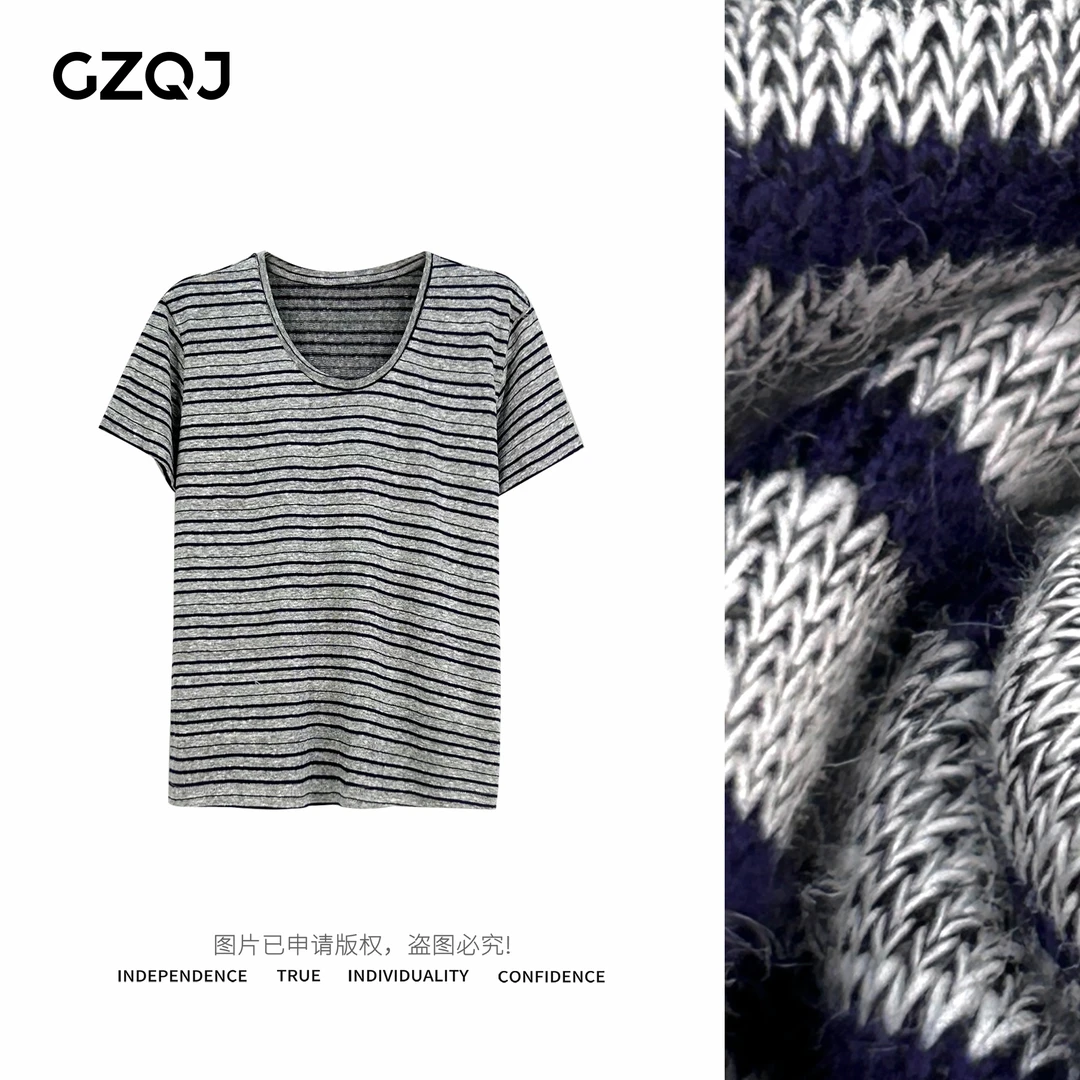 GZQJ老琴私服【双色宠爱】小众设计感气质显瘦短袖T恤女夏季93122