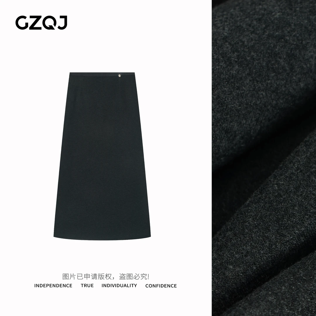 老琴私服【天生蛮腰】气质显瘦加绒中长款后开叉半身裙女秋冬34168