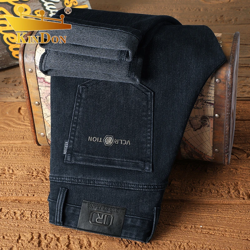 金盾牛仔裤男2025年春秋季高腰弹力商务大码休闲百搭简约直筒裤子