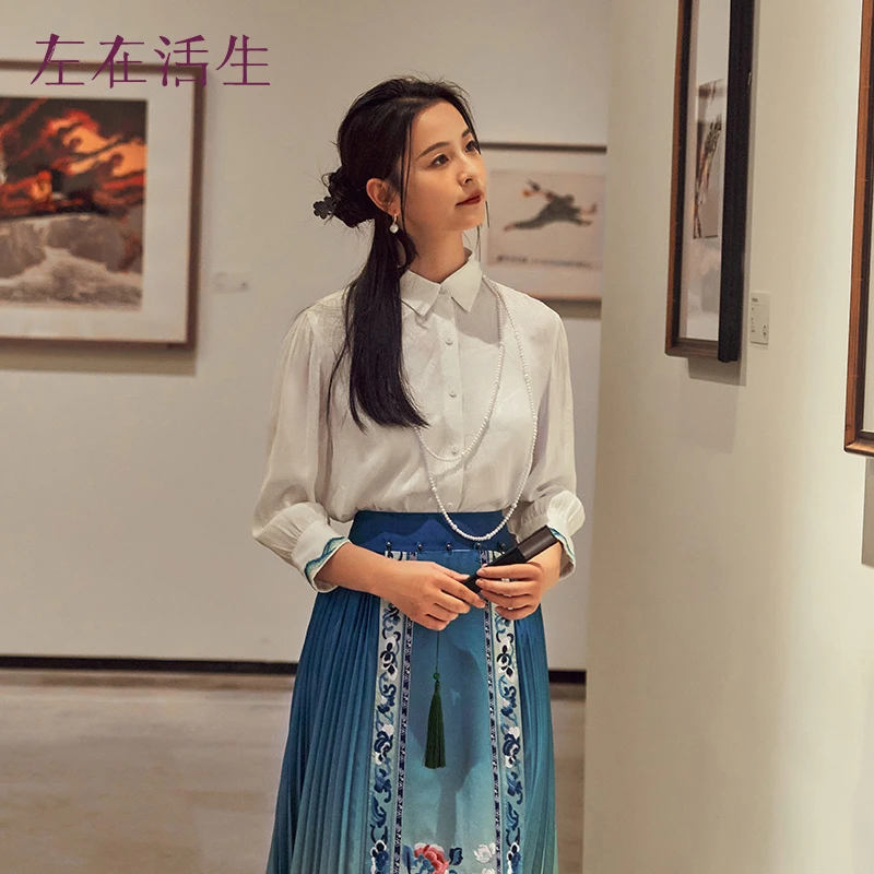 【千里江山刺绣衬衫】生活在左新中式百搭气质2024春夏新品1942061