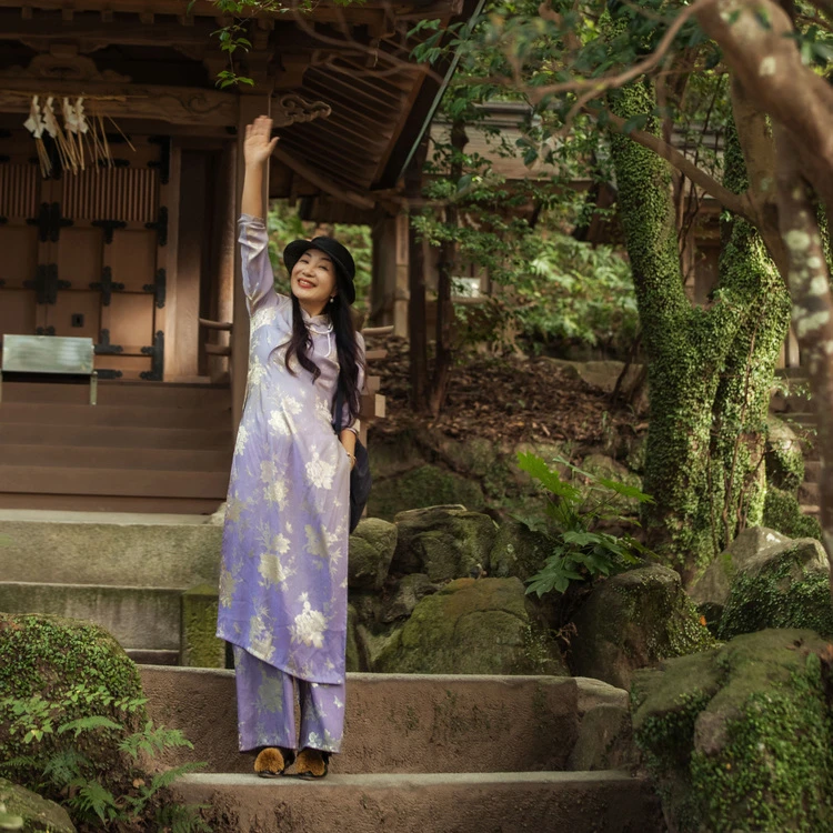 【烟光暮紫】生活在左优雅提花套装新中式气质2025春季新品1951077