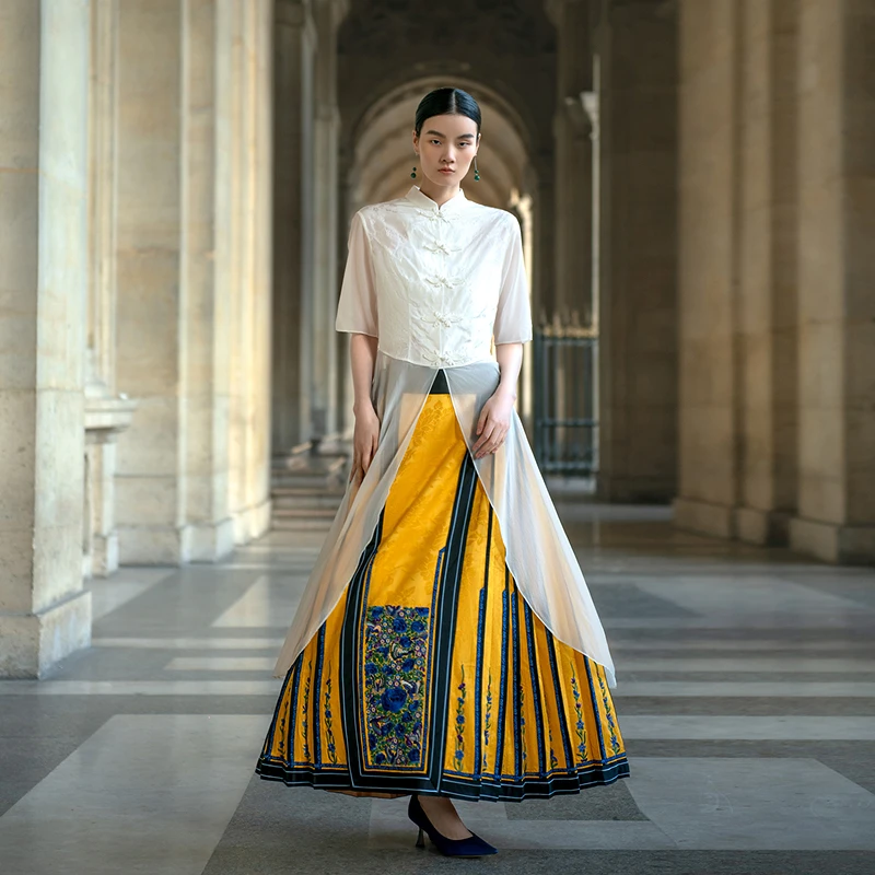 生活在左春夏季桑蚕丝下摆衬衣盘扣优雅复古气质衬衫女1943129