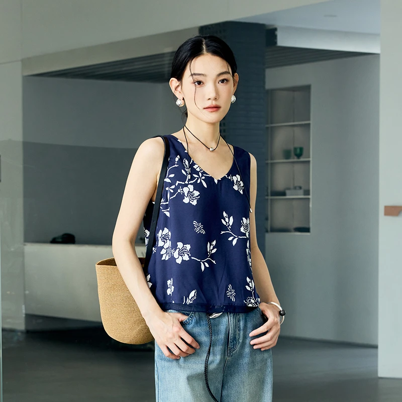 【花蝶】生活在左多色百搭吊带真丝竹纤维亲肤2025春季新品1951052B