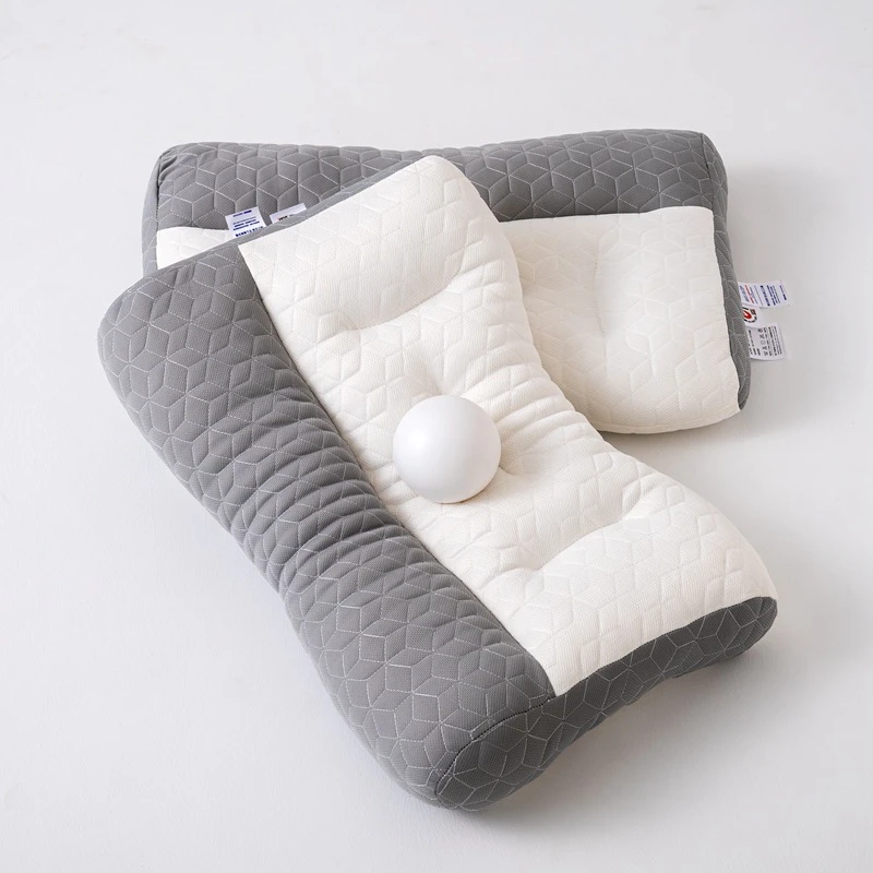 C07灰色分区舒颈枕牵引枕深睡枕成人款学生宿舍可用助眠