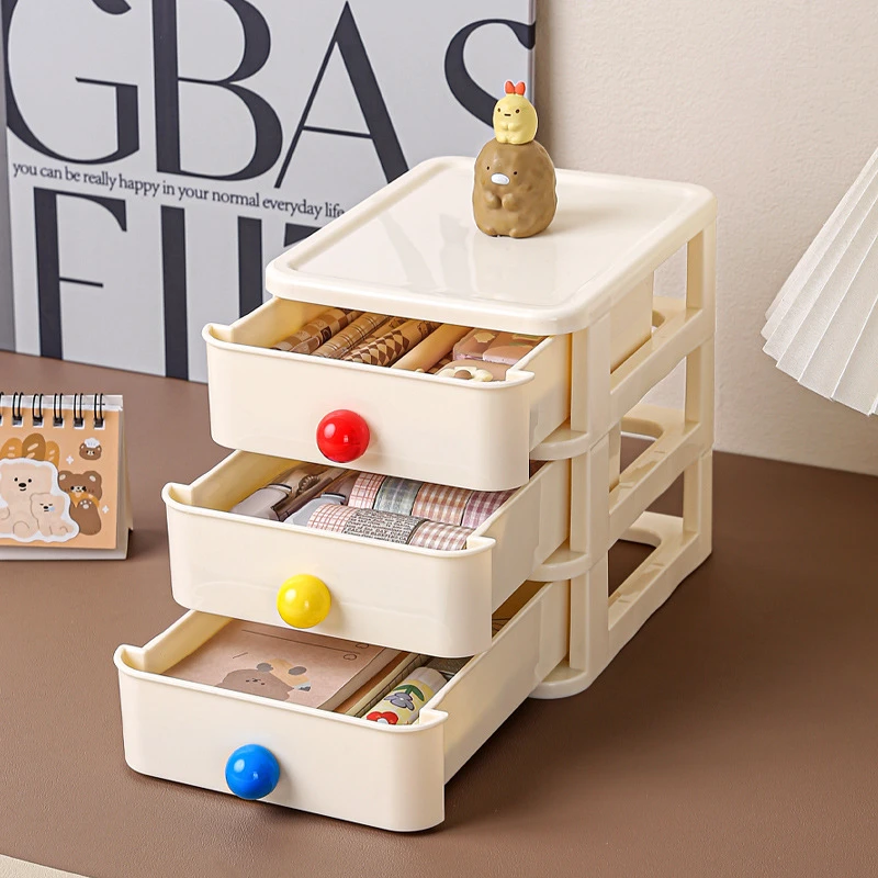 桌面多巴胺收纳盒小抽屉式书桌塑料迷你储物盒发饰饰品整理盒子