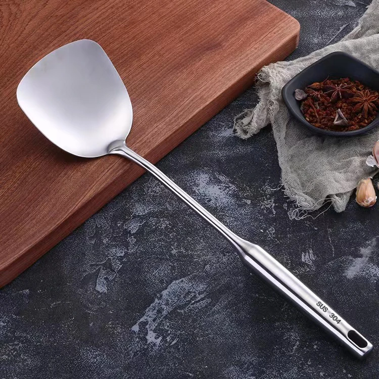 家用不锈钢加长加厚长柄锅铲炒勺耐高温防滑厨房用品加防烫可挂式
