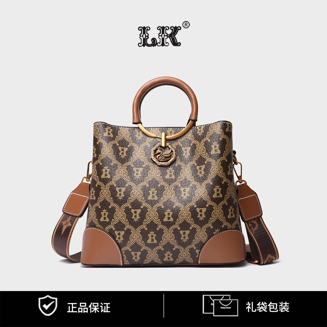 【22*26*12】2024时尚百搭轻奢女士斜挎单肩包928皇冠B字棕